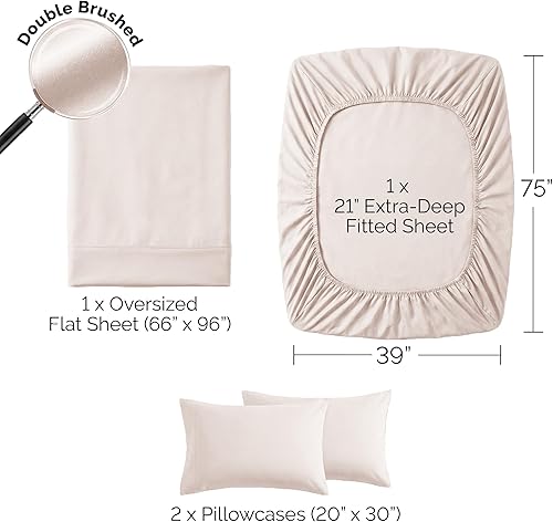 Miniatura 2 de Southshore Fine Living, Inc. Juego de sábanas individuales de bolsillo extra profundo, sábanas de microfibra de alta calidad de 4 piezas, cómodas y