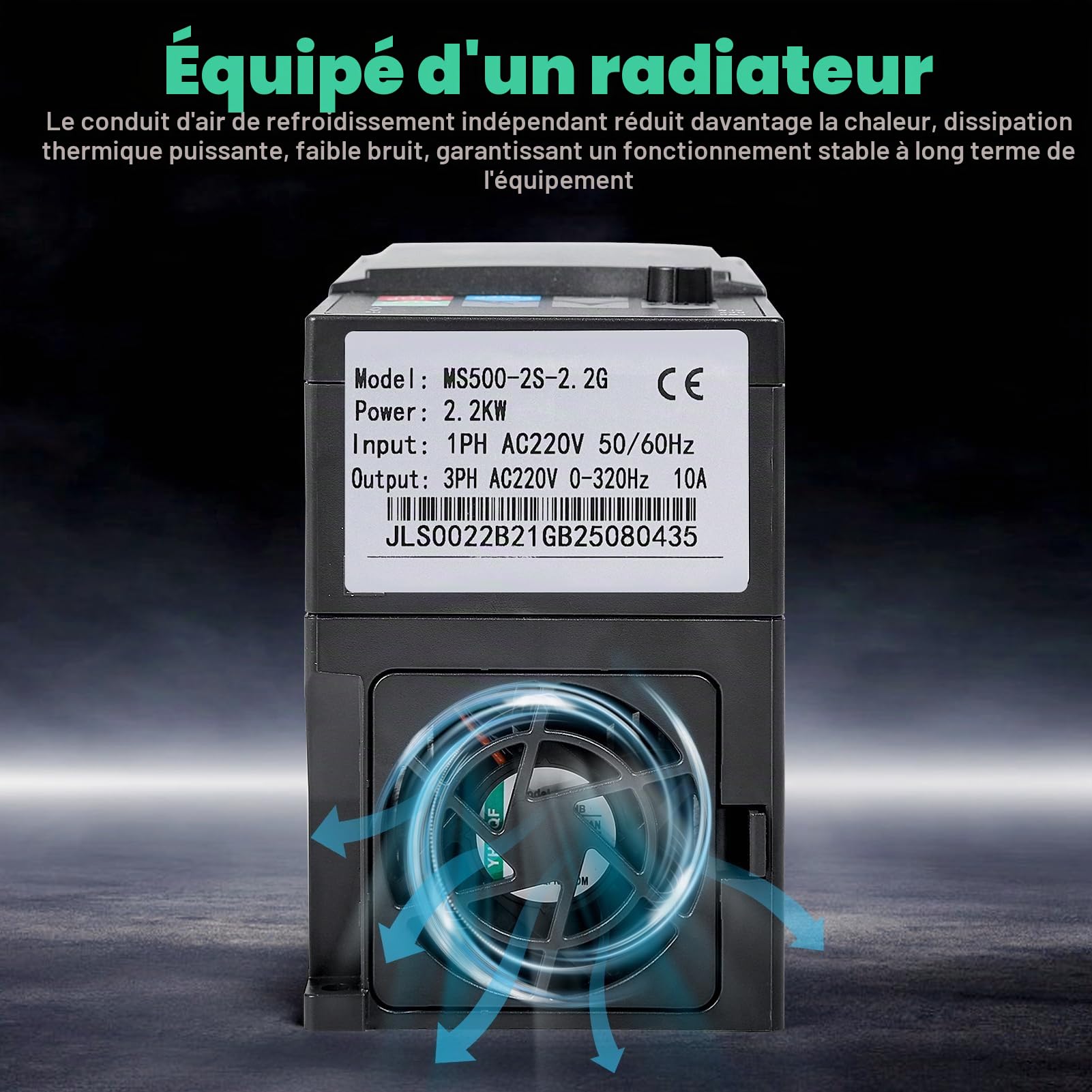 DEWIN Convertisseur de Fréquence, 2,2 kW VFD Entrée Monophasée 220 V Sortie Triphasée 220V Variateur de Fréquence Contrôleur de Vitesse de Moteur