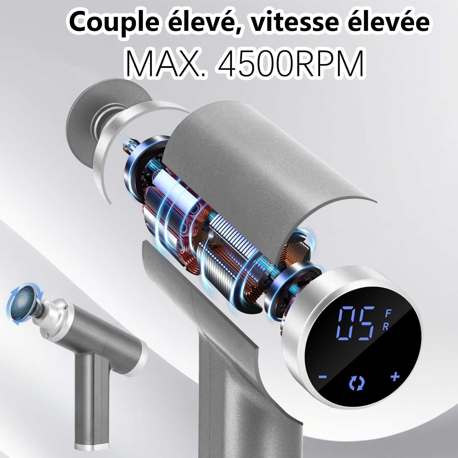 Rapeuse Pieds Electrique Puissante 4500RPM, Vitesse Réglable, Ponceuse Pied Professionnel Rappe Pieds Pédicure électrique Lime Electrique Pied Anti-Callosités (Gris)