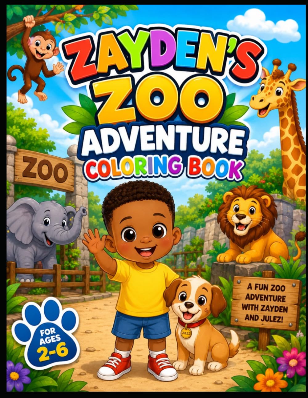 Zayden’s Zoo Adventure Coloring Book: Fun Animal Coloring Book for Toddlers Ages 2–6