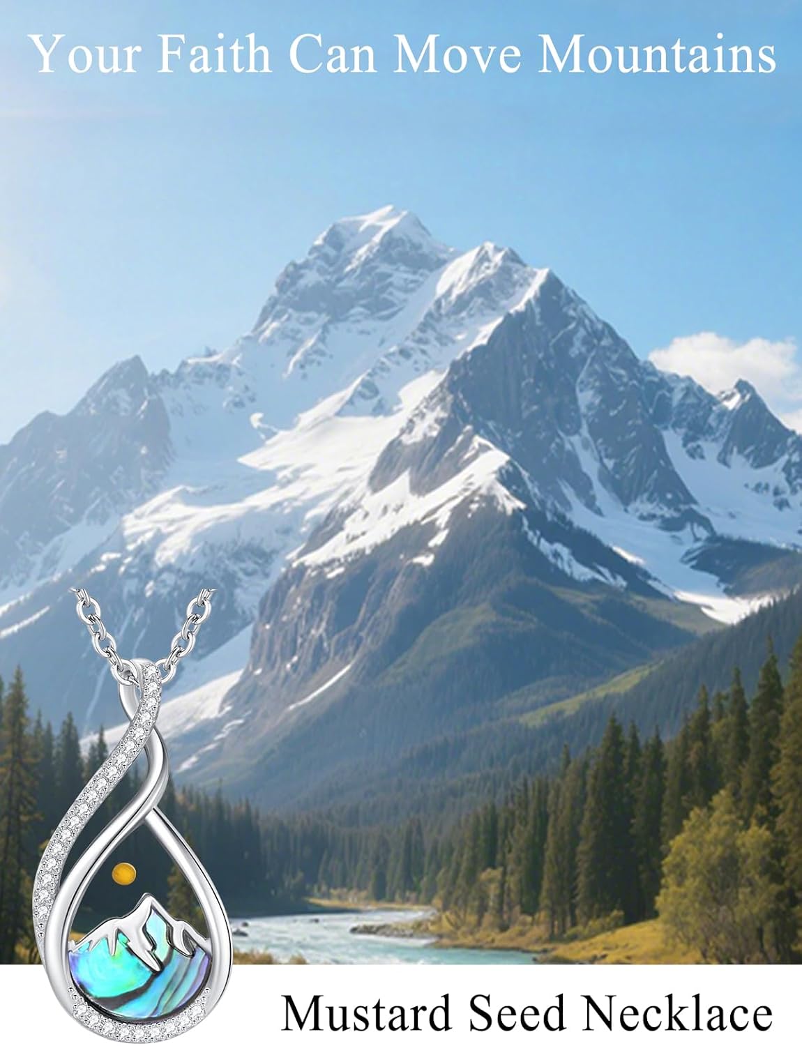 Mustard Seed Faith Necklace 925 Sterling Silver Mountain Pendant Christian Jewelry Inspirational First Communion Confirmation Gifts for Women - Image 4