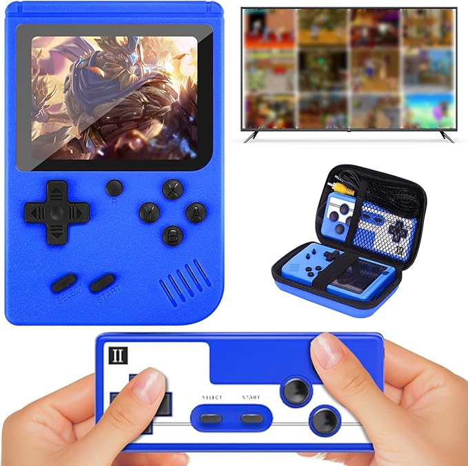 Handheld Game Console, Retro Game Console with Classic Games, 3.0 Inch Screen & 1200mAh Rechargeable Battery, Portable Game Console Support TV Connection 2 Players