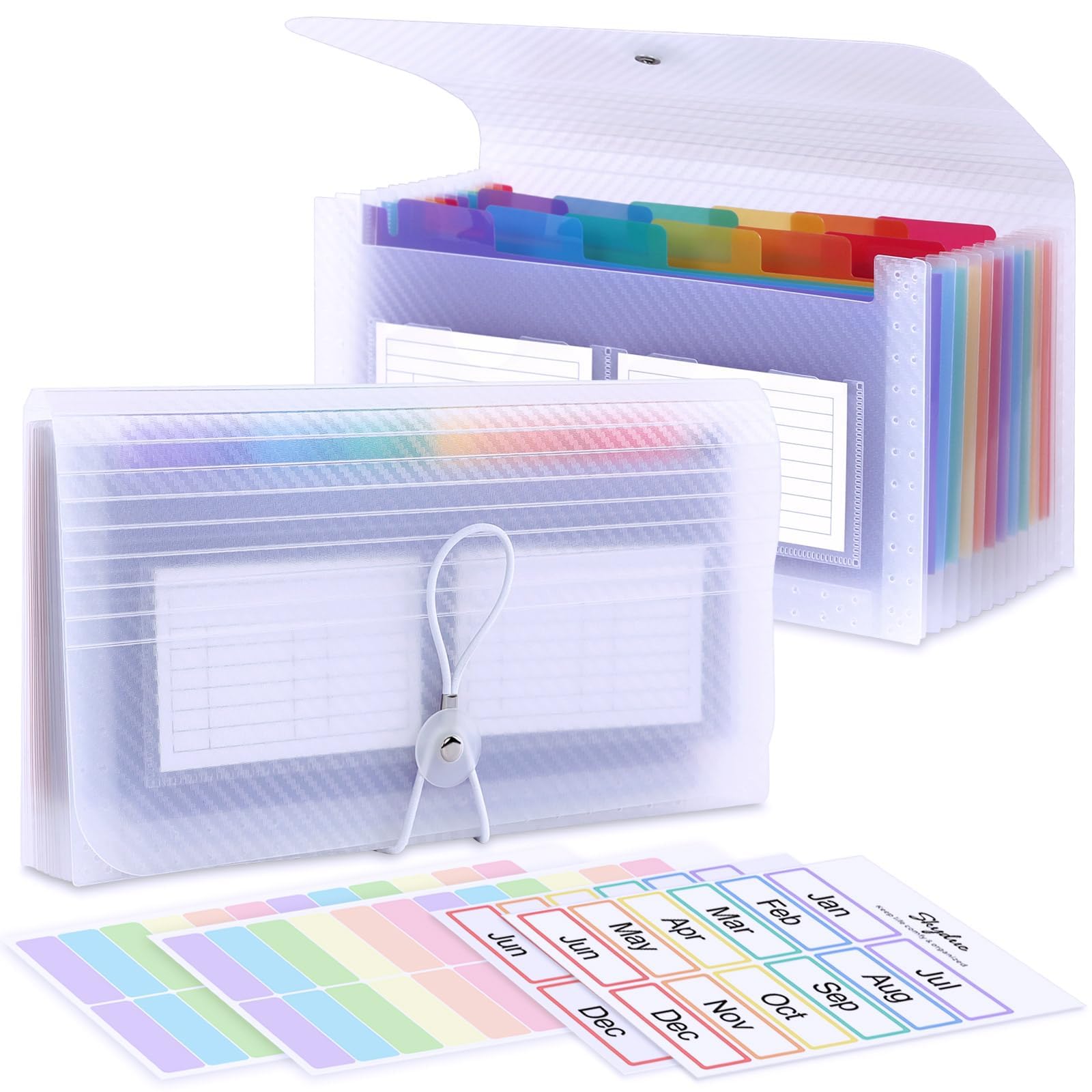 SKYDUEReceipt Coupon Organizer Holder, 13 Pockets Small Accordion File Organizer, Expanding Folder for Envelope, Check, Tickets 5.5 * 11 Inches (Pack of 2) Purple