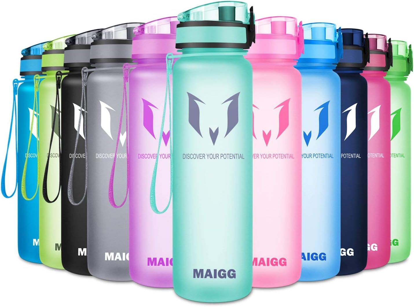 Best Sports Water Bottle - 17oz & 32oz - Eco Friendly & BPA-Free Plastic Kids Water Bottle with Flip Top, Opens 1-Click Leak-Proof Lid for Outdoor Running Camping Gym Travel