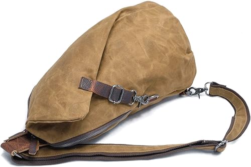 Miniatura 7 de Mochila bandolera de lona encerada para hombre, mochila casual, Caqui, talla única, Mochilas Daypack