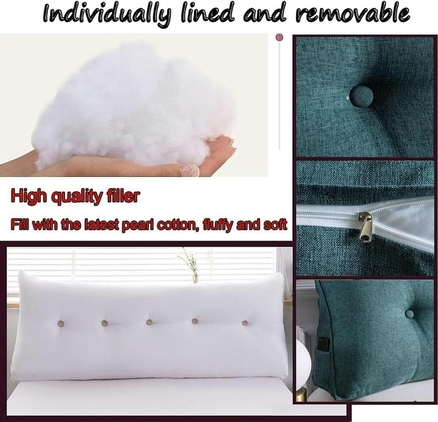 Triangular Headboard Pillow for Rest Reading, Triangular Wedge Lumbar Pillow Backrest Support Cushion Bed/Sofa Large Reading Pillow for Sitting Up in Bed Rest with Removable Cover, Light Grey