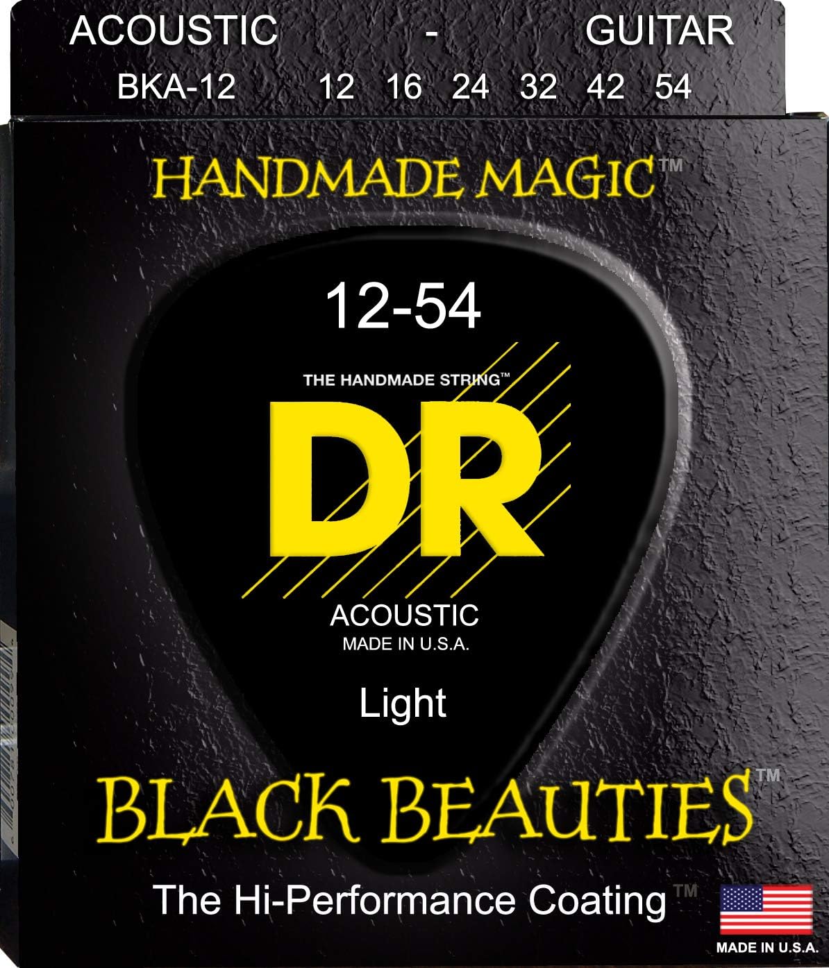 Acoustic Guitar Strings, Black Beauties - Black Coated, 12-54