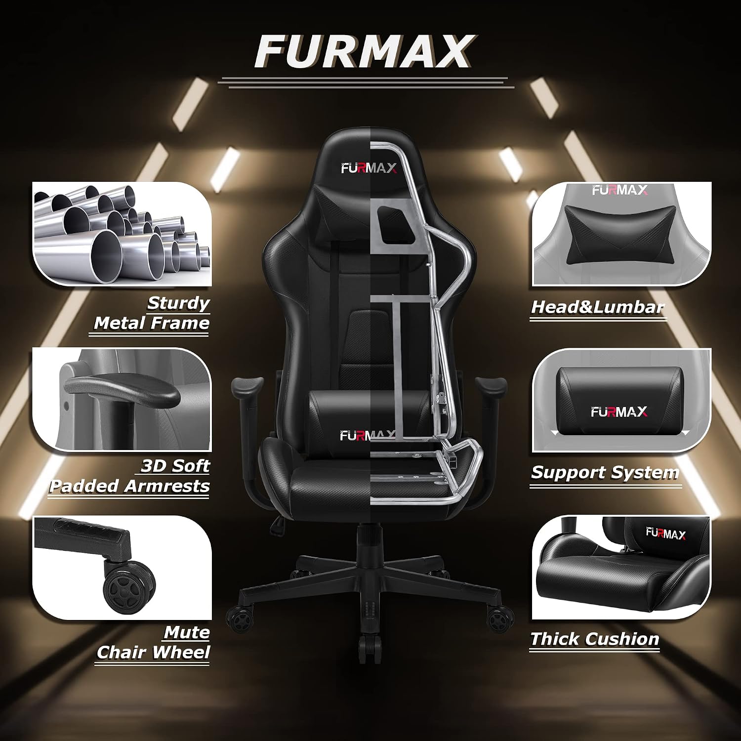 Diagram of Furmax Gaming Chair components