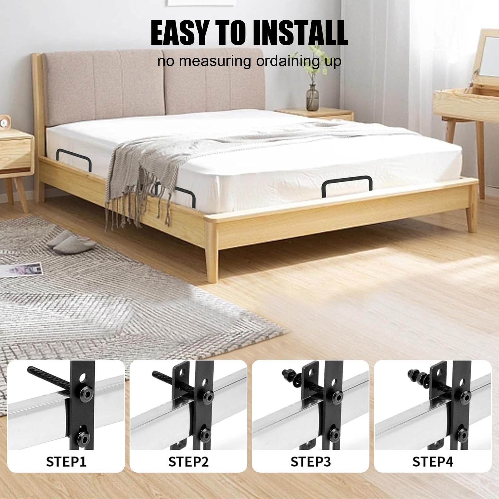 4 Stück Matratzenbügel, Rutschfester Matratzen-Halter, Verstellbarer Matratzenstabilisatoren, Verhindern des Verrutschens der Matratze, für Massive Bettpaneele Tatami Schwebebetten Flush-Betten