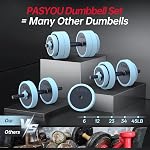 PASYOU Ensemble de sonnettes réglables, 4 in1 Poids d'entraînement Ensemble de dumbbells pour la maison de gymnastique Utilisé comme Barbell, Kettlebells, Poussard, Poids Set pour hommes Femmes Équipement de fitness