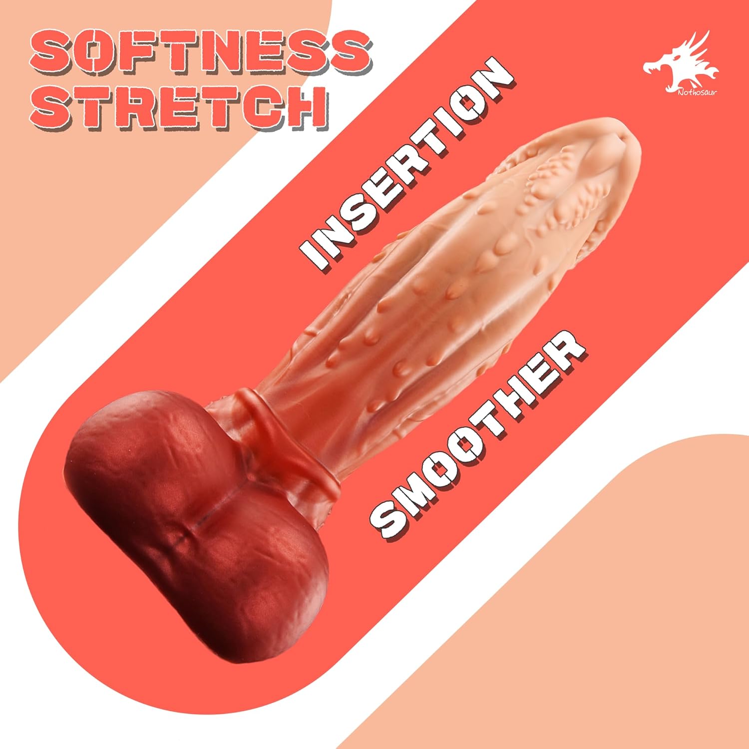 Nothosaur Alcanon 13.4 Inch Fantasy Animal Dildo, Textured Silicone Anal Dildo with Strong Suction Cup, Medium Firm Thick Sex Toy for G Spot & Prostate Play - Plum