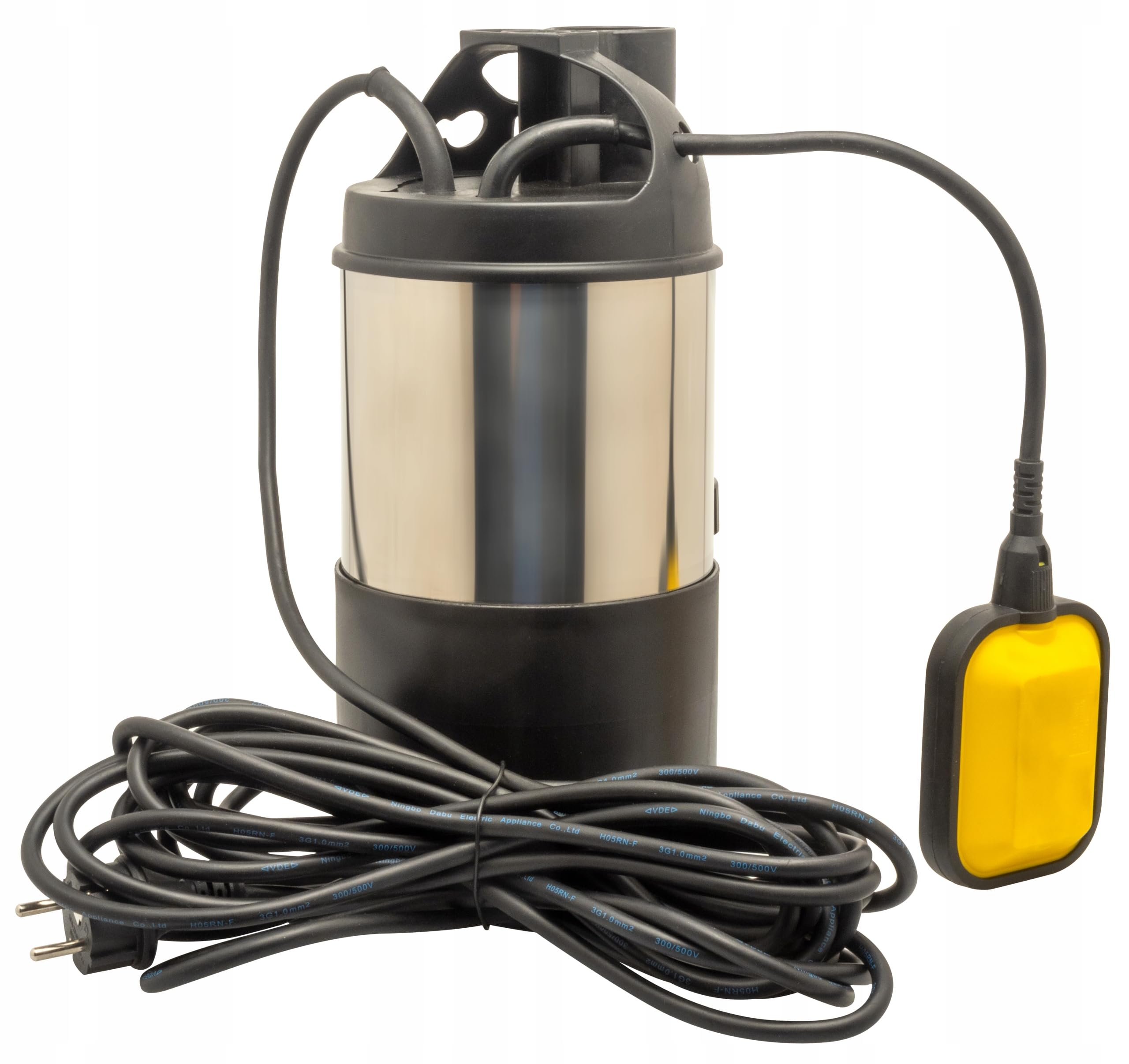 Schmutzwasser-Tauchpumpe 550W – 12.500 l/h – Automatik mit Schwimmerschalter – Kellerpumpe, Gartenpumpe, Regenwasser, flachsaugend – 10 m Kabel, max. 7 m Förderhöhe