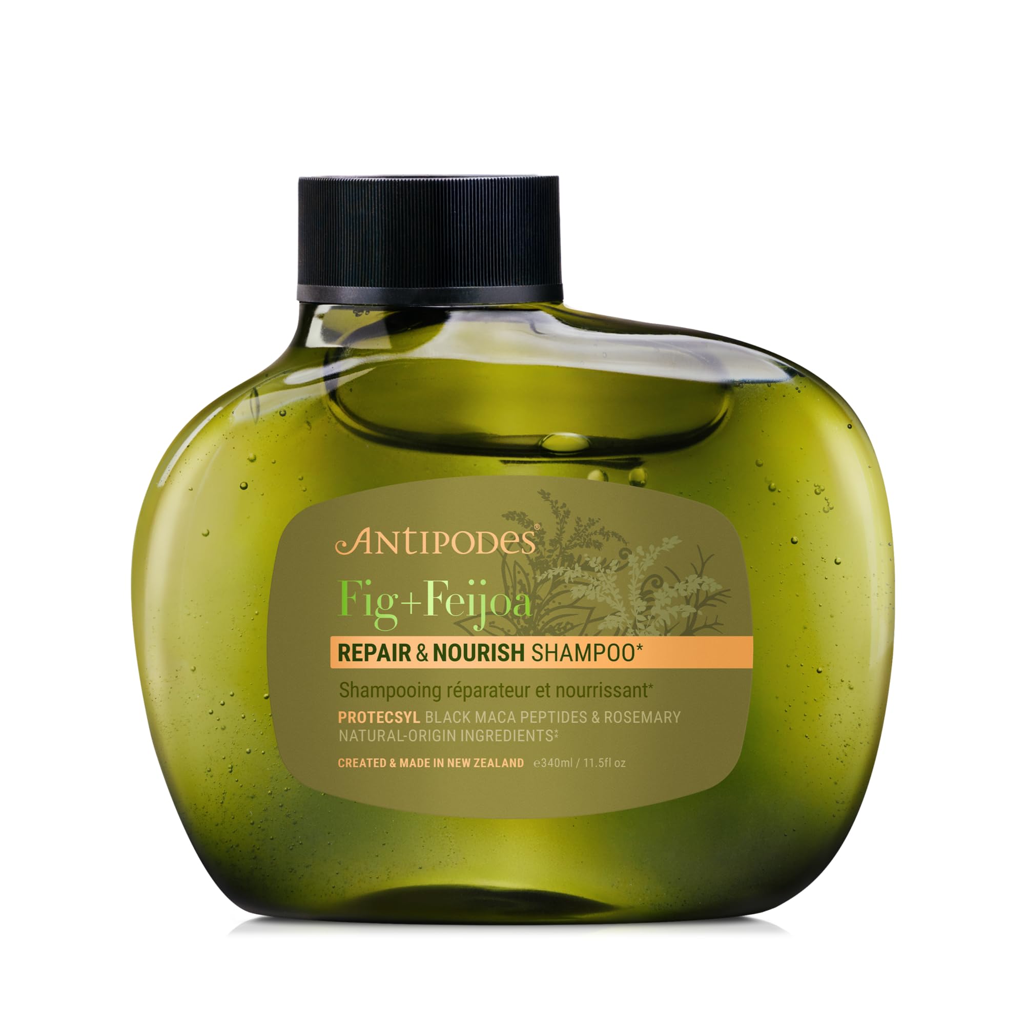 Antipodes Fig & Feijoa Repair & Nourish Shampoo | Natural Silicone-Free Shampoo with PROTECSYL Peptides, Avocado Oil & Harakeke Flax | For Dry, Damaged or Colour-Treated Hair | 340ml