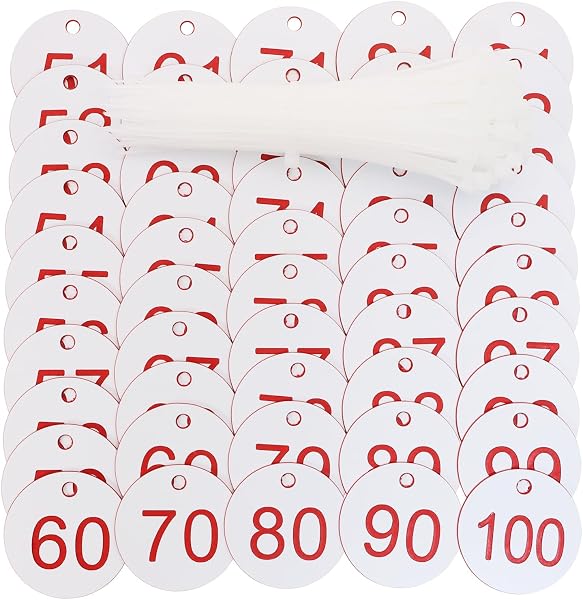ONLYKXY Étiquettes numérotées 1 à 100 avec anneaux