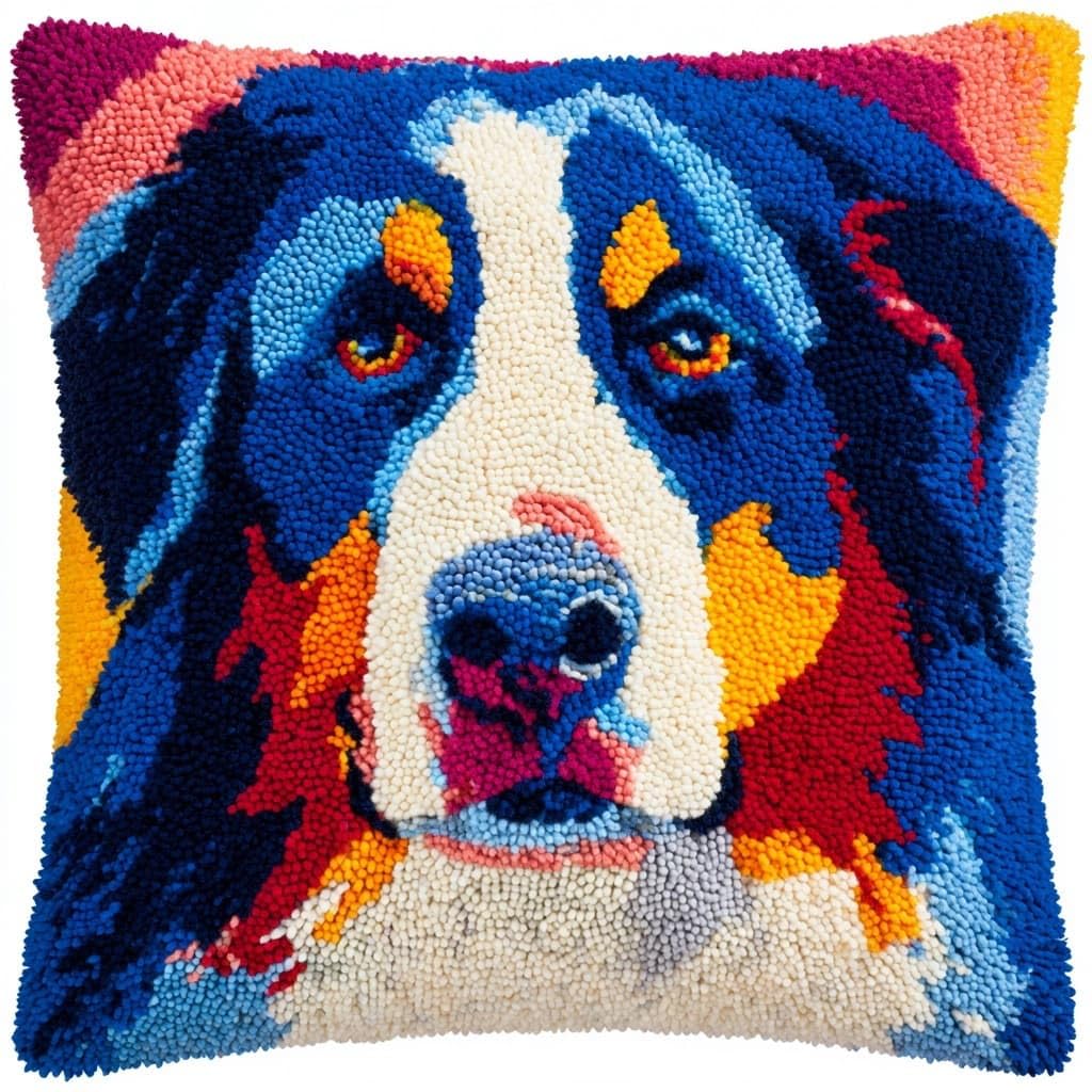 WallustrioaW Latch Hook Cushion Kits,Animal Dog