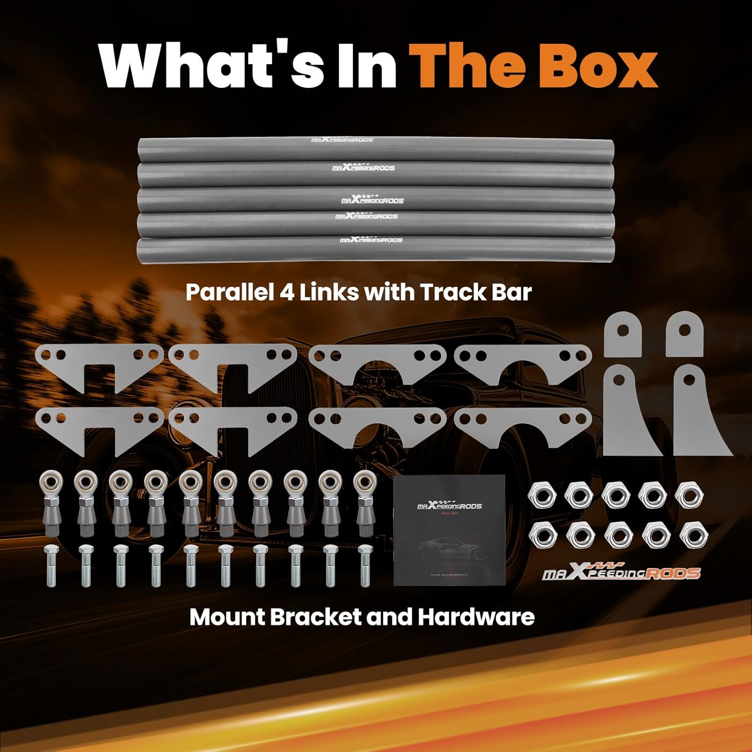 Parallel 4-Link Suspension Kit, Universal Weld-On 24" Steel Bars for Rat Rod Hot Rod Truck Classic Car