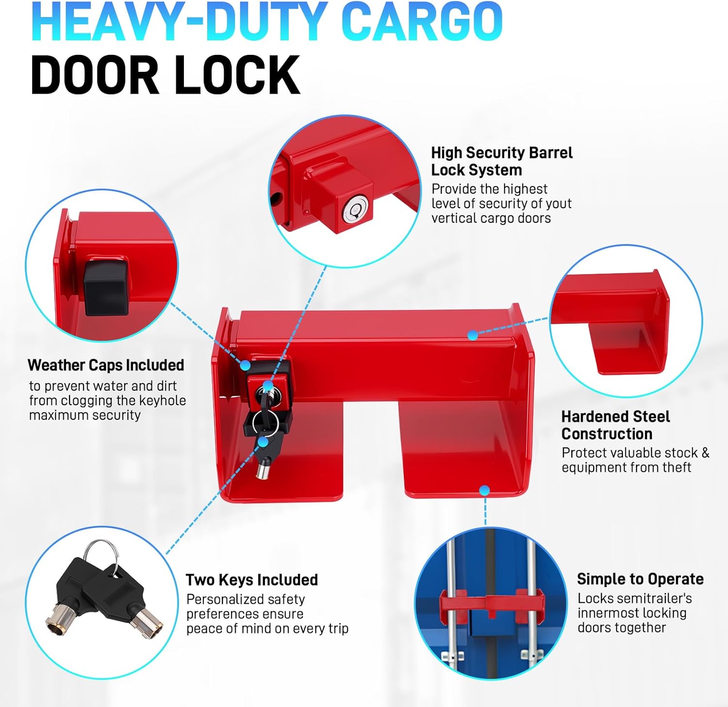 Heavy Duty Combination Container Equipment Lock, Powder Coated Steel Shipping Container, Cargo Vans & Semi Trailer Door, Shipping Container Truck Door Lock with Two Keys, Anti-Theft Rust-Proof