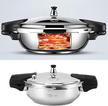 Pressure Cooker with Safety Valve, 80KPA Rapid Heat Conduction Stainless Steel Pressure Cooker Pressure Cooking Pot Instant Fast Cooking Pot for Electric Gas Stoves(28cm)