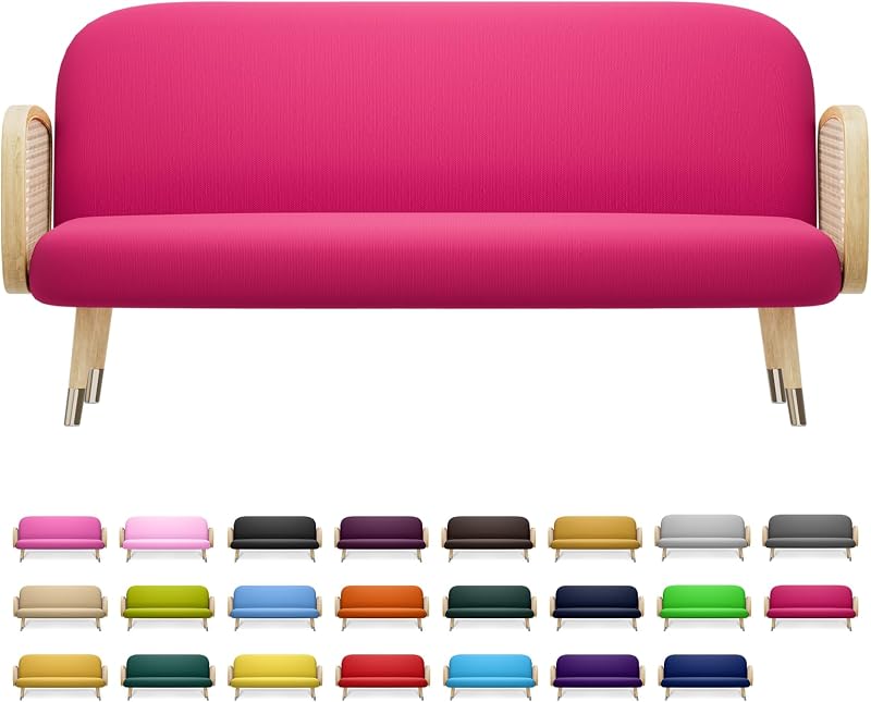 Queen Size Futon Cover, Armless Futon Slipcover Armless Sofa Cover Furniture Protector, Durable & Washable Zippered Futon Couch Cover for Adults Kids and Pets, Hot Pink