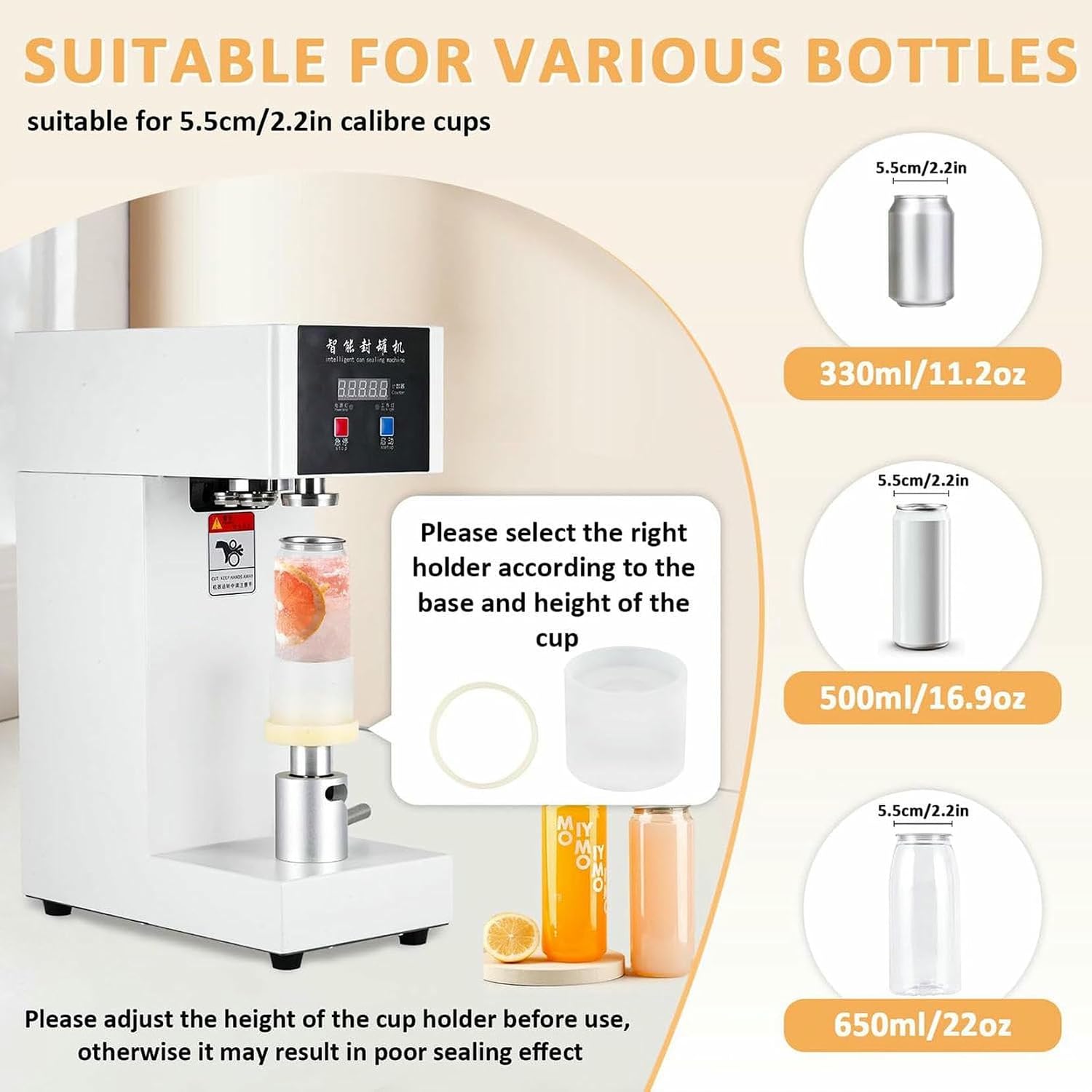 180W Electric Cans Sealant Machine, Refreshment Cans Closure Machine;Adjustable Height for Aluminum and Plastic Cans, Tin ~/