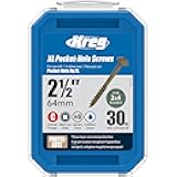 Kreg Protec-Kote Pocket Screws - SML-C2X250-30 - Weather Resistant Pocket Screws - 2-1/2-Inch - Coarse Thread - Maxi-Loc Head - Outdoor - 30 Count