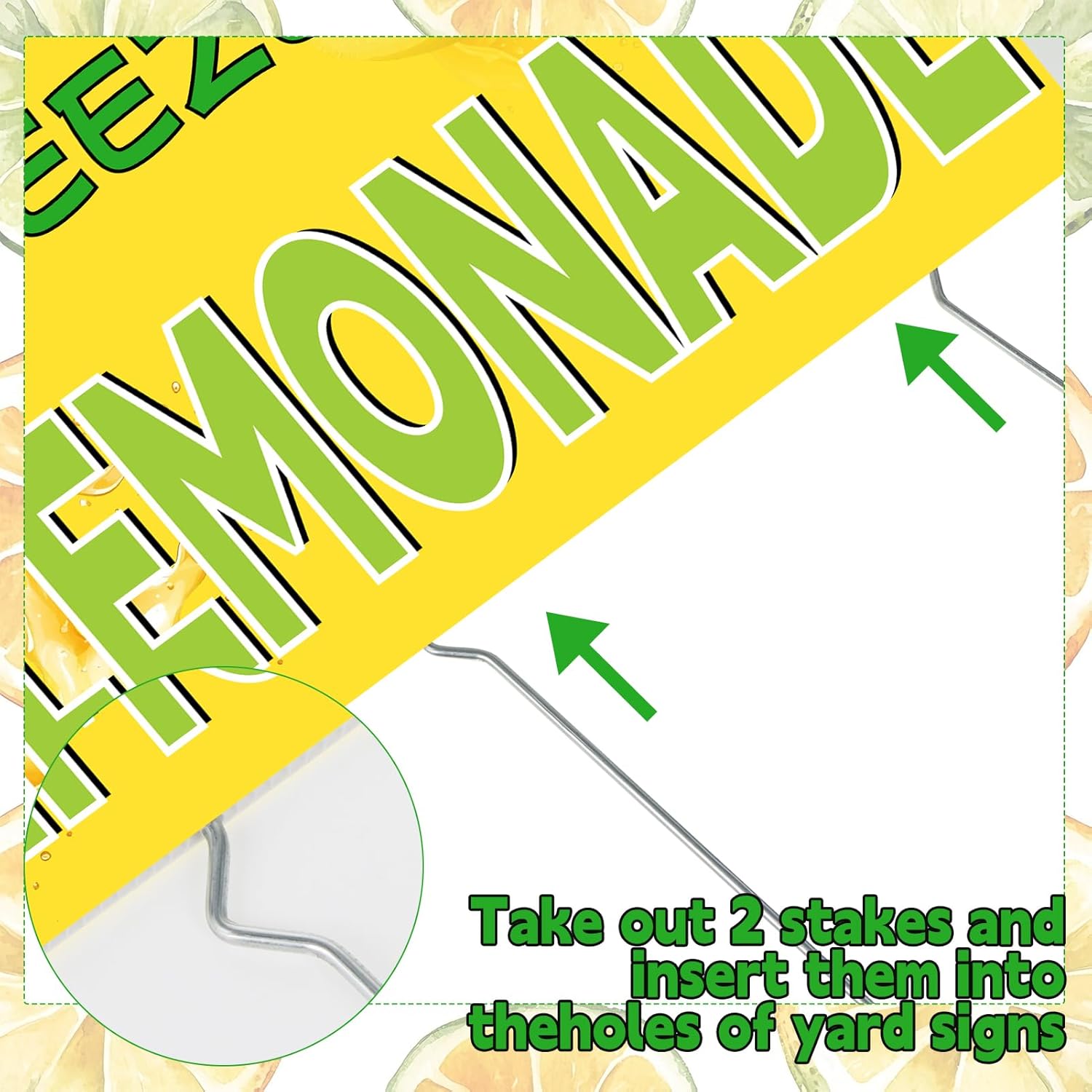3 Pcs Lemonade Sign,12 x 16'' Fresh Squeezed Lemonade Yard Lawn Sign with Steel Stakes Double Sided Lemonade Stand Birthday Party Decorations for Lemonade Stand Supplies Store Home Outdoor