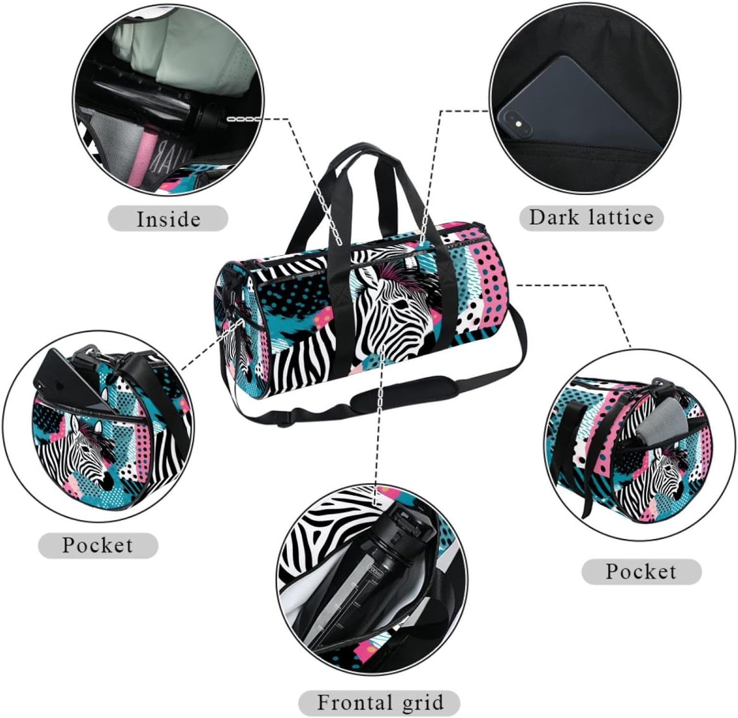 Gym Bags for Women,Duffle Bag for Travel,Animal Geometric Stripes,Gym Bag for Men