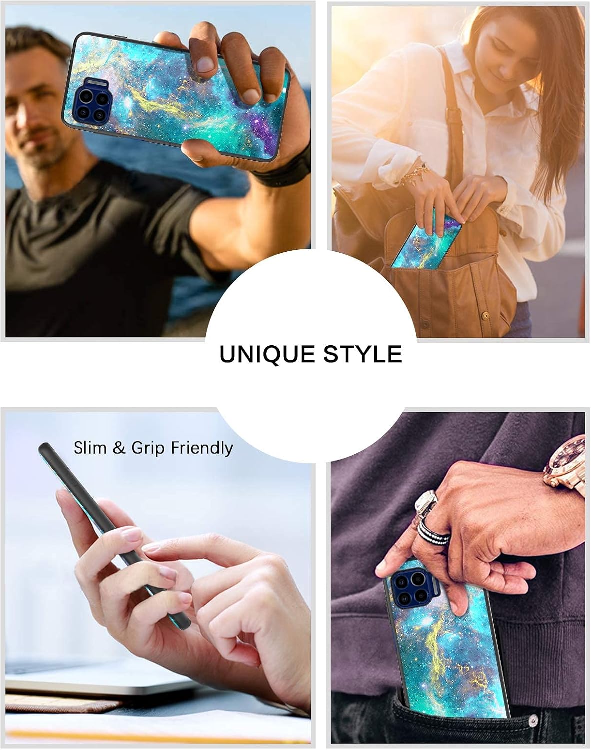 BENTOBEN Compatible with Moto One 5G Case, Moto One 5G UW Case, Moto G 5G Plus Case, Slim Fit Glow in The Dark Soft Bumper Protective Shockproof Anti Scratch Case for Moto One 5G 6.7" (2020), Nebula