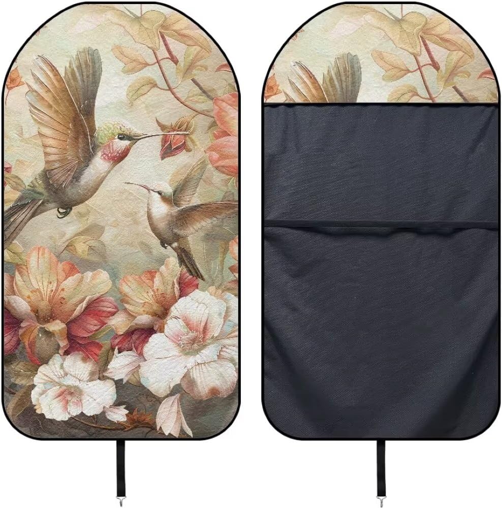 Coldinair Hummingbird Floral Car Seat Protector from Sweat, Food, Dirt After Gym, Swimming,Universal Towel Car Seat Covers Front Seats Only for Auto, Truck, Van, SUV