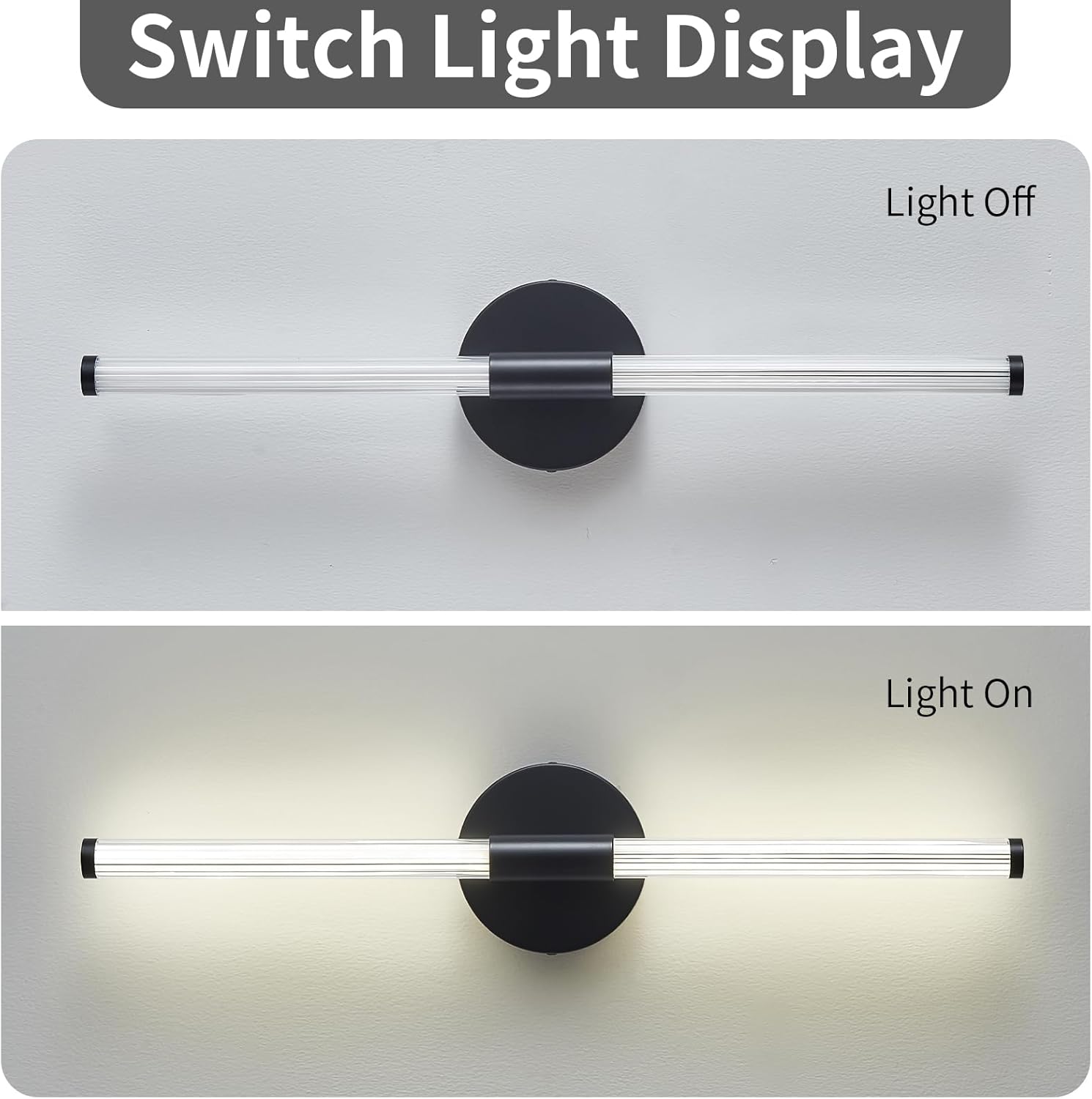 Lanhall LED Bathroom Light Fixture Modern Black Vanity Light Over Mirror Acrylic Wall Sconce Lights for Living Room, Bedroom, Bedside Brightness Dimmable 360° Full Lighting