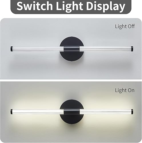 Miniatura 5 de Lámpara LED de baño, moderna luz negra para tocador sobre espejo, lámparas de pared acrílicas para sala de estar, dormitorio, brillo de mesita de