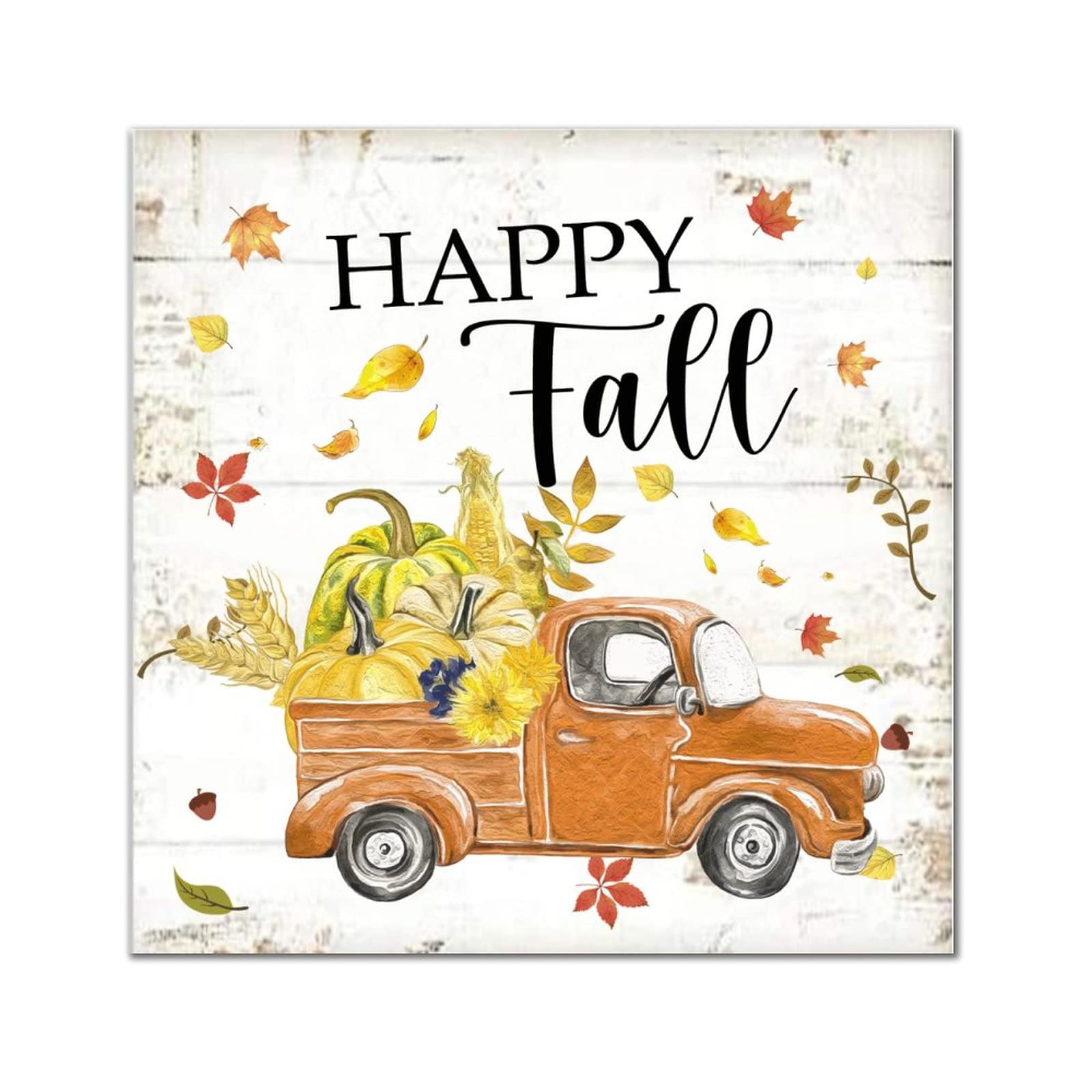 Citrouille et feuilles d'érable sur plaque bois pour raviver un mur blanc triste