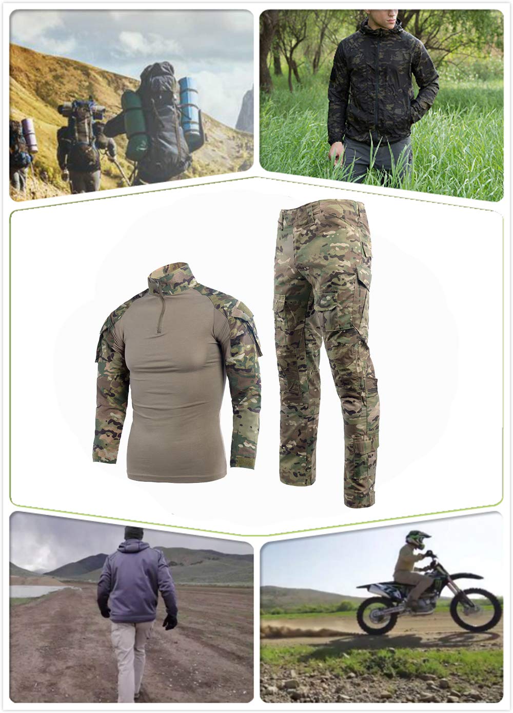 Buy Airsoft Shirts Multicam Pants Survival Tactical Gear for Men Camo