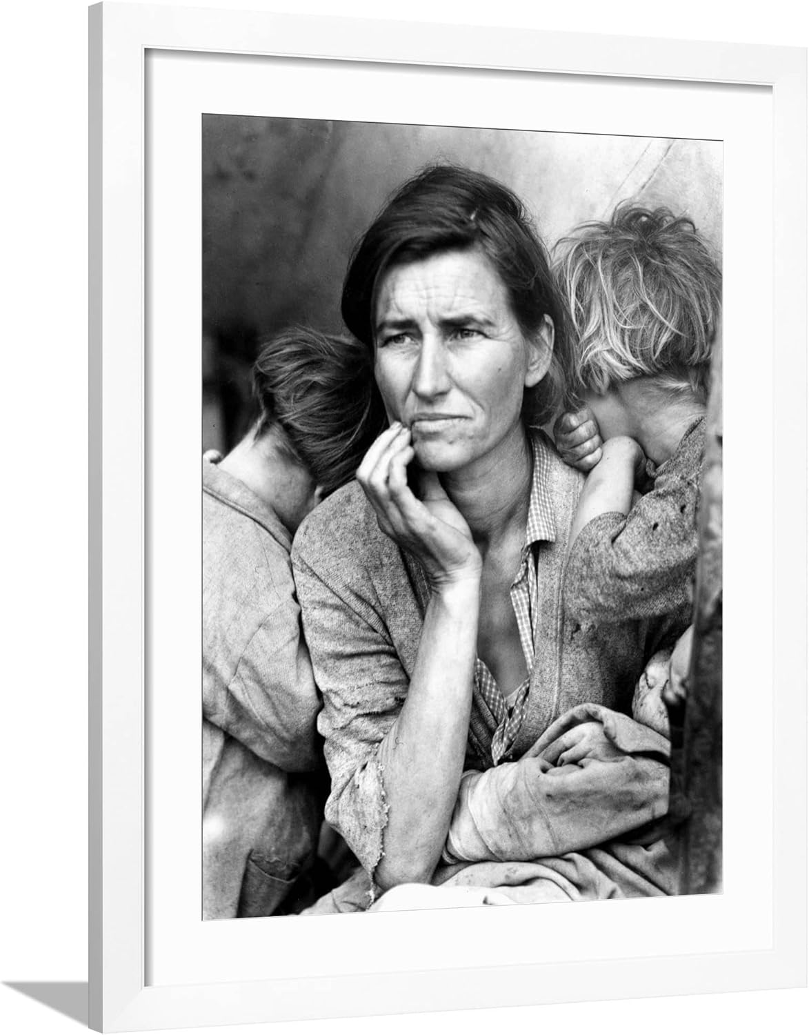 ART.COM Framed Wall Art Prints Migrant Mother, 1936. by Dorothea Lange, Figurative Decor, 12" x 16", Black Frame with White Mat