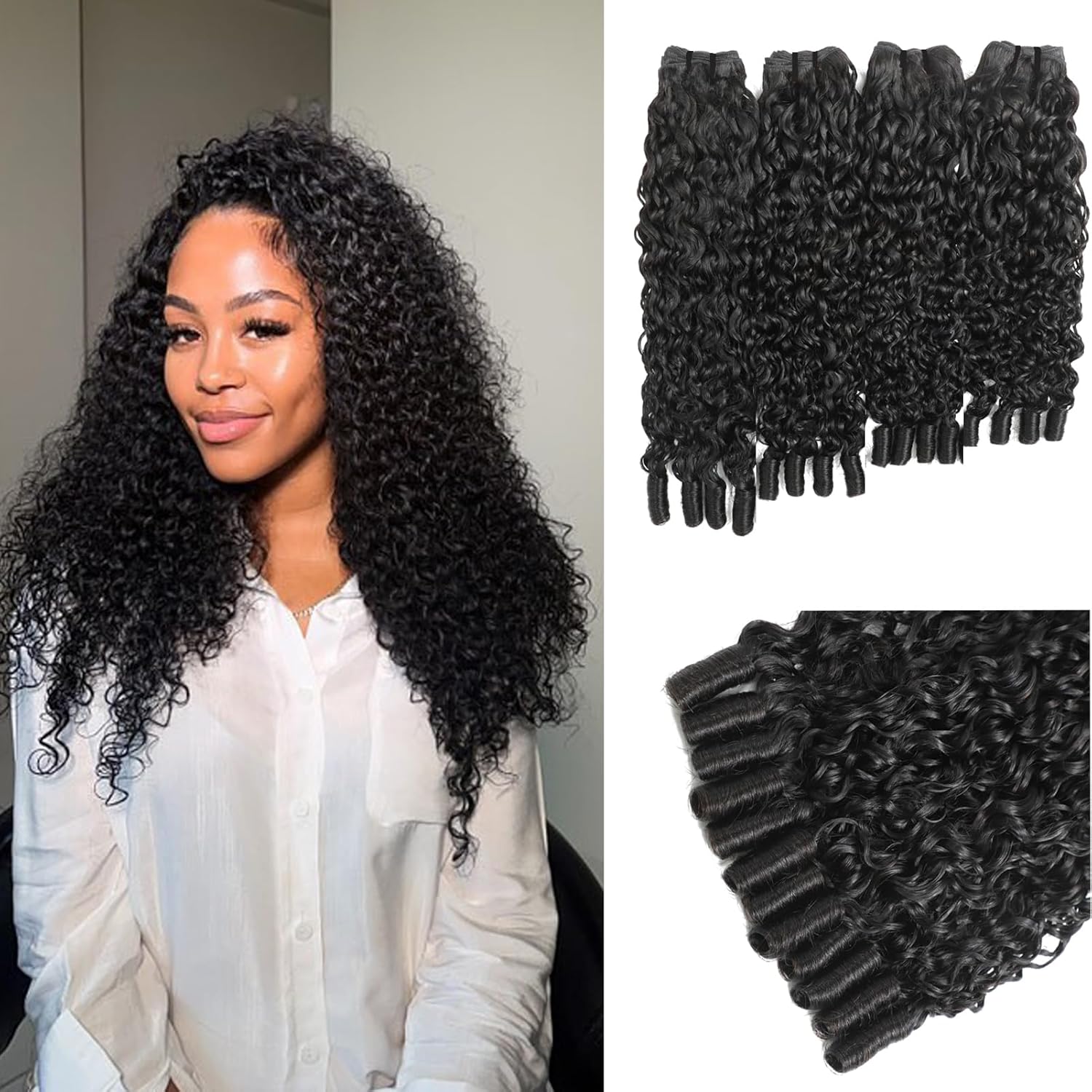 12 14 16 18 Inch Burmese Curly Bundles Human Hair 3c4a 100% Unprocessed Virgin Hair 4 Bundles Total 340g Quick Water Weave with Spiral Curly End Raw Human Hair Extensions