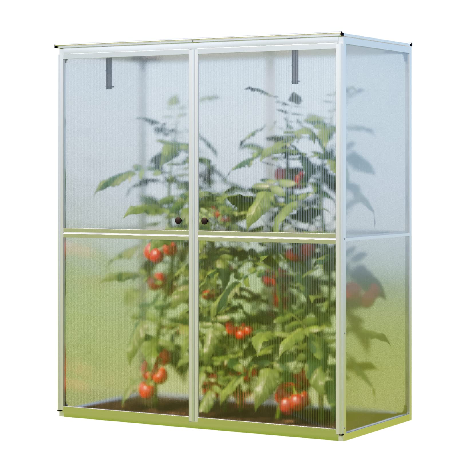 GFP Gewächshaus Tomatenhaus Emma 147 x 73 x 173 cm - 8 mm wärmedämmende Polycarbonatplatten Transparent