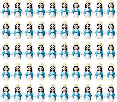 50 Pcs Little Virgin Mary Figurines,Miniature Virgin Mary Doll to Hide and Seek Classic Religious Gifts,Christ Savior Doll Favor for Hide Christmas Party Favors Religious Gifts Decor Blue