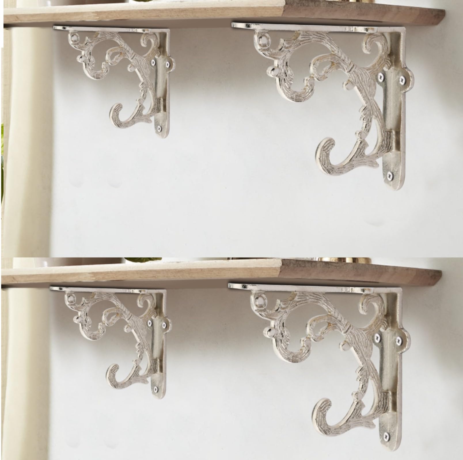 Metal Handcrafted Shelf Bracket for Floating Shelves L Angle Decorative L Shaped Corner Brace Joint Heavy Duty Wall Mounted Shelf Supporter Corner Brace Holder (Pack of 2, Brass Antique) — Amazon image 13