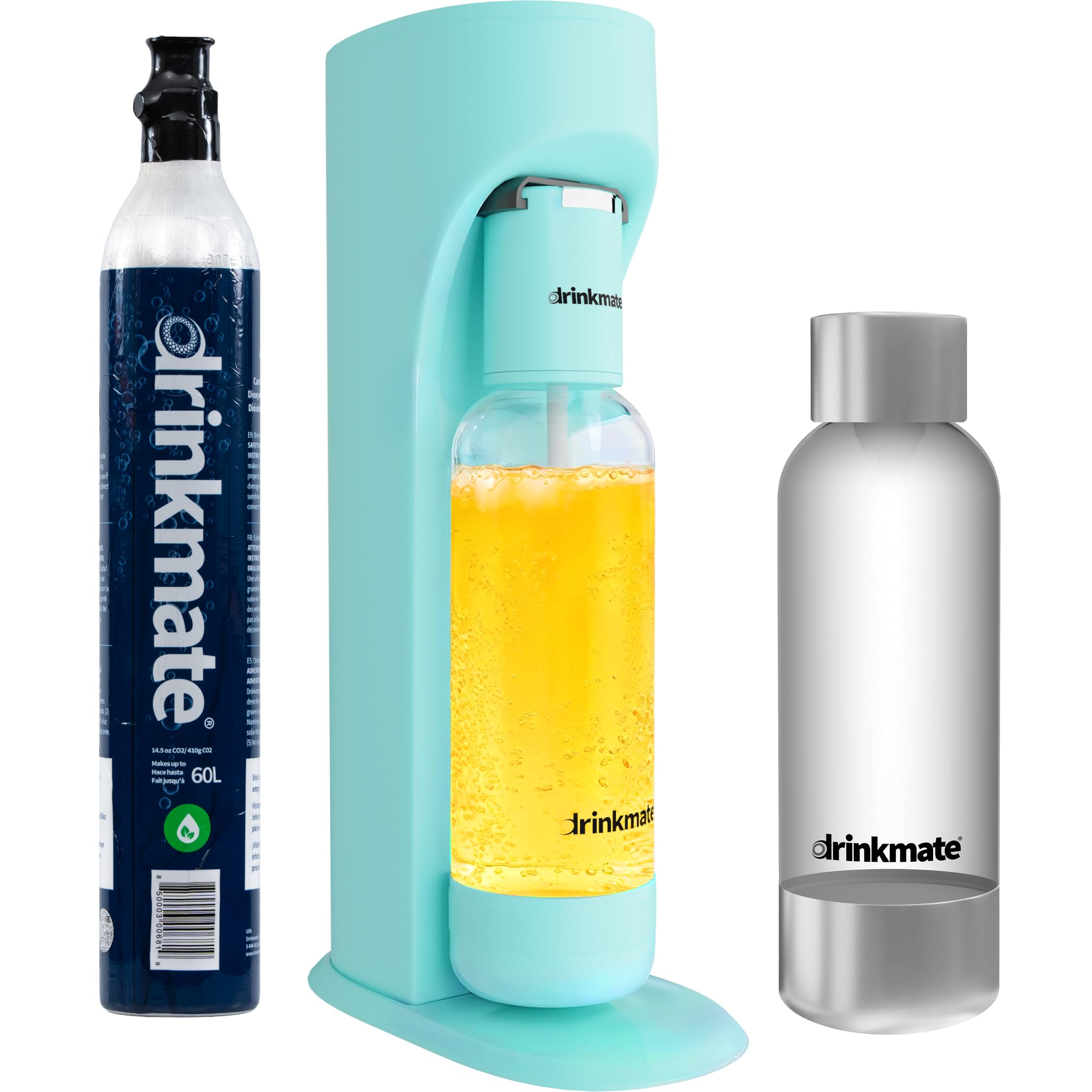 OmniFizz (Arctic Blue) one CO2 Cylinder + one liter PET/Stainless-Steel bottle