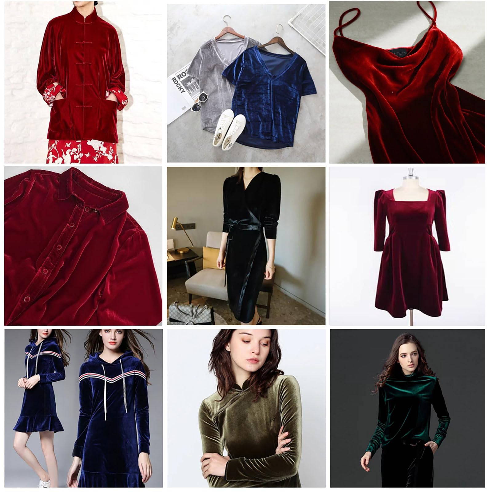 155cm Wide Stretch Velvet Fabric Glossy Velour Material for Upholstery Sofa Couch Costumes Crafting Dressmaking Curtain Blind Cushion Craft(Size:155x100cm,Color:Wine red) - Image 3