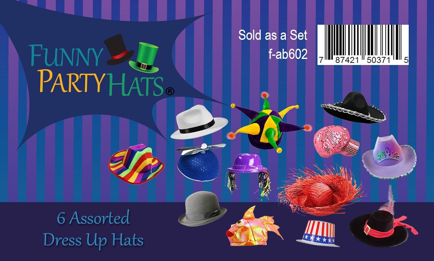 Miniatura 7 de 6disfraces y gorros surtidos de fiesta por Funny Party Hats, Multicolor, 6