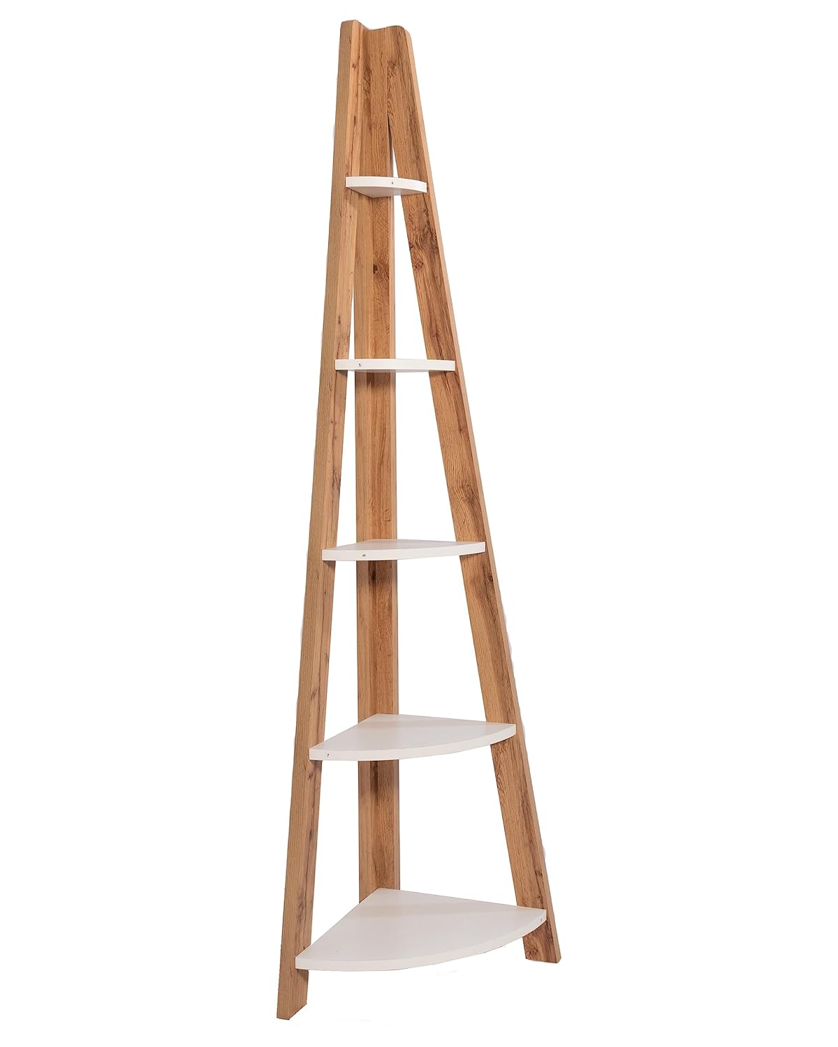 DeckUp Plank TIVA Engineered Wood Corner Ladder Book Shelf (Wotan Oak