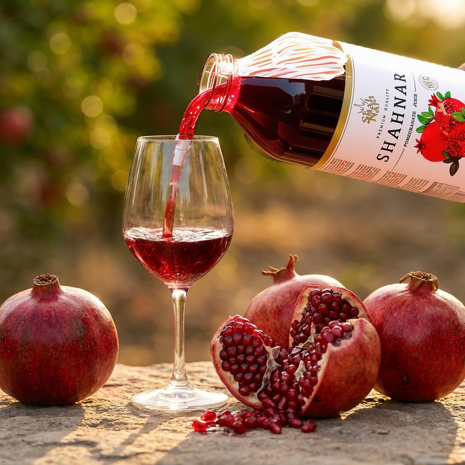 SHAHNAR 6 x 1L Granatapfelsaft – 100% Direktsaft aus Granatapfelkernen, Naturtrüb, Kaltgepresst, Ungefiltert, Ohne Zuckerzusatz, Premium-Qualität aus Aserbaidschan