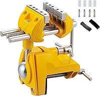 Vista 1 de MAXMAN Tornillo de banco de 3 pulgadas, abrazadera de banco resistente para el hogar con base giratoria de 360°, tornillo de mesa de acero fundido