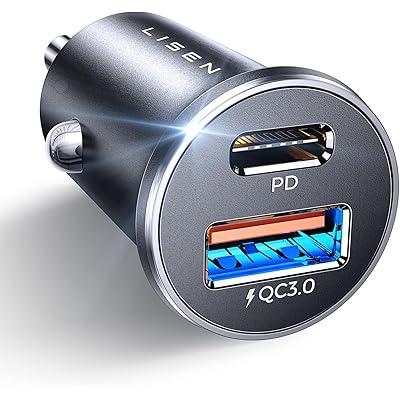 【令和6年 シガーソケット 急速充電】LISEN シガーソケット 2ポート USB & USB C PD65W+QC30W PPS/超急速充電/全金属 軽量 T …