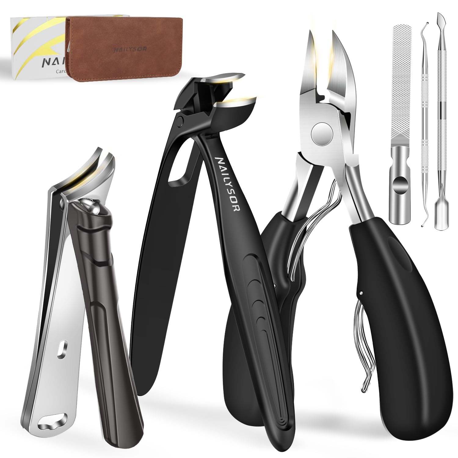 Extended Toenail Clippers for Thick Toenails Long Handled Nail Clippers for Seniors Angled Head Cutters with Catcher Ergonomic