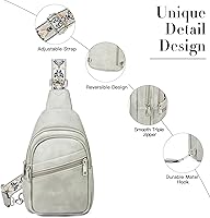 Vista 46 de Telena Bolso bandolera para mujer, bolso cruzado para mujer, cangurera de cuero vegano con correa ajustable