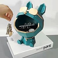 Vista 2 de Cuenco de resina para llaves de perro, figuras geniales para perros, caja de almacenamiento de boca grande, estatua de resina de animales