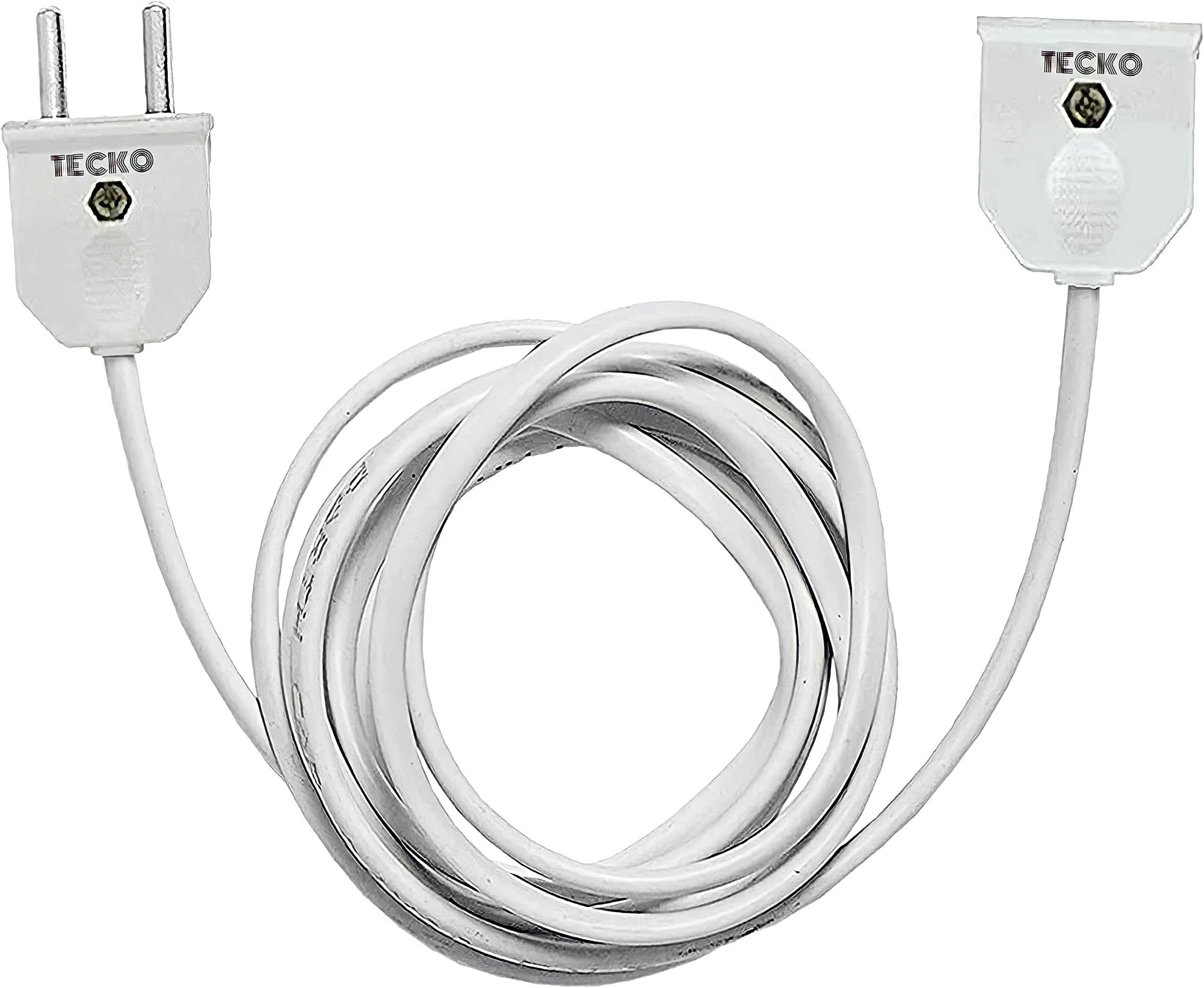 TECKO 2 pin Male Female Flexible Expandable Wire for Indoor Outdoor Traveling Multipurpose Extension Socket with complimentary eBOOK (Load Capacity Upto 1000W) (2Meter)