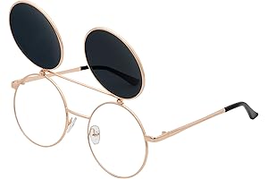 Retro 90's Flip-Up Round Goggles Steampunk Sunglasses